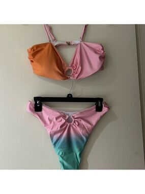 SHEIN Pink Mint Bikini Set New